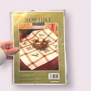 NOB HILL Linens Table Nordic Deer Topper Cross-Stitch *NEW*